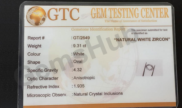 9.31 ct Natural White Zircon
